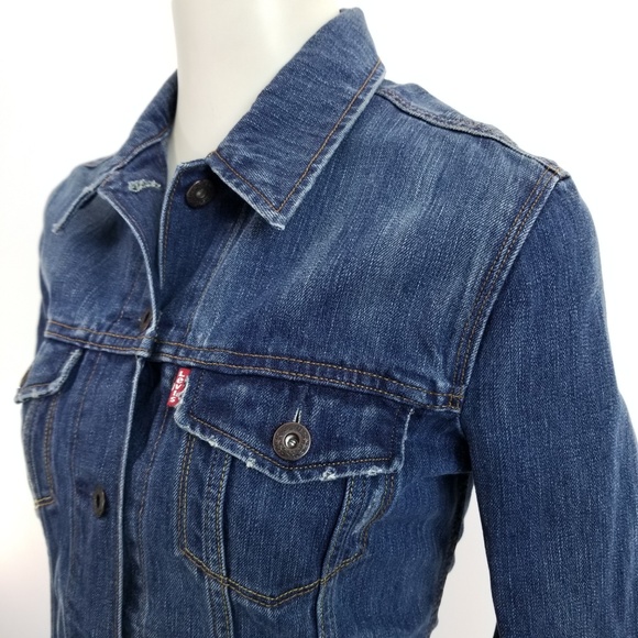 SOLD!!  VTG LEVIS M Denim Blue Jean Jacket Womens - Picture 3 of 8
